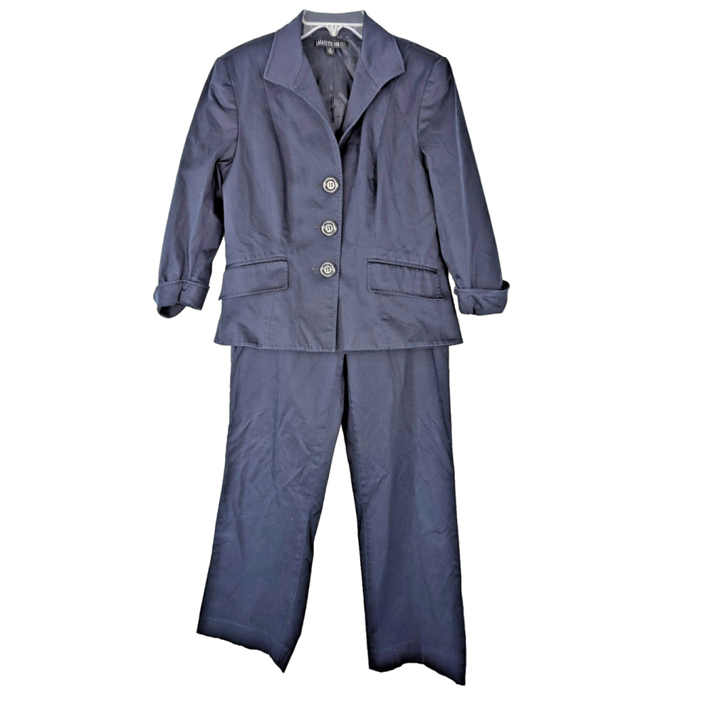 Lafayette 148 Two Piece Pant Suit Navy Sz 4 6 Classic Office Staple Old Money